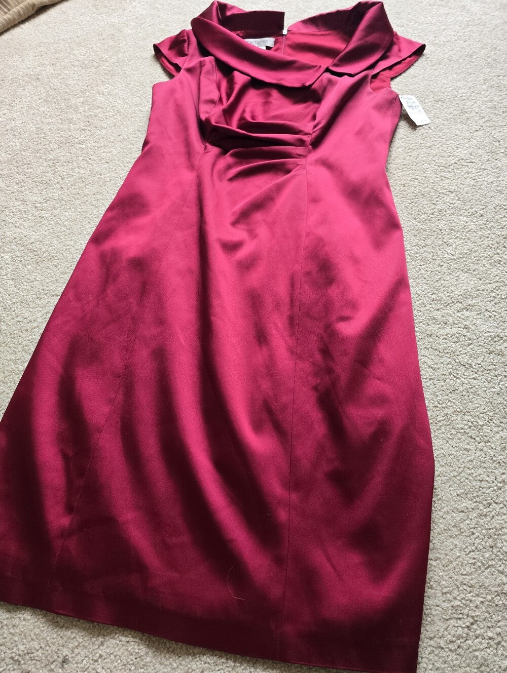 NWT $310 Vintage 90s Kay Unger New York Red Satin Dress Womens Size 10